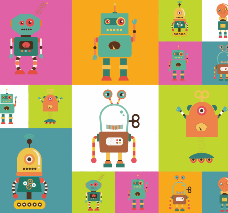 Babyzimmer Tapete verspieltes roboterthema - TenStickers