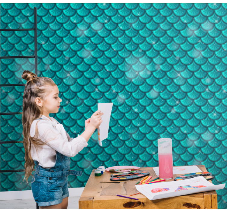 3D Tapete blaue Meerjungfrau Schuppen - TenStickers