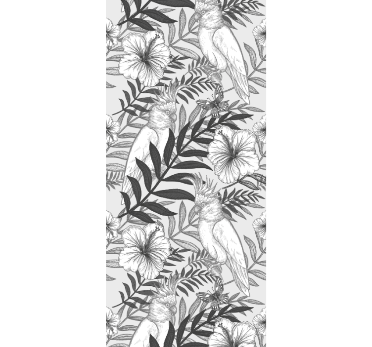Dschungel Tapete florale monochrome skizze - TenStickers