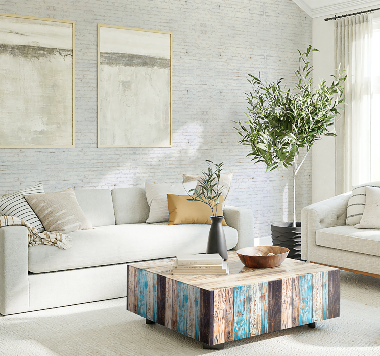 Tapete Ziegel weiße ziegelfassade - TenStickers