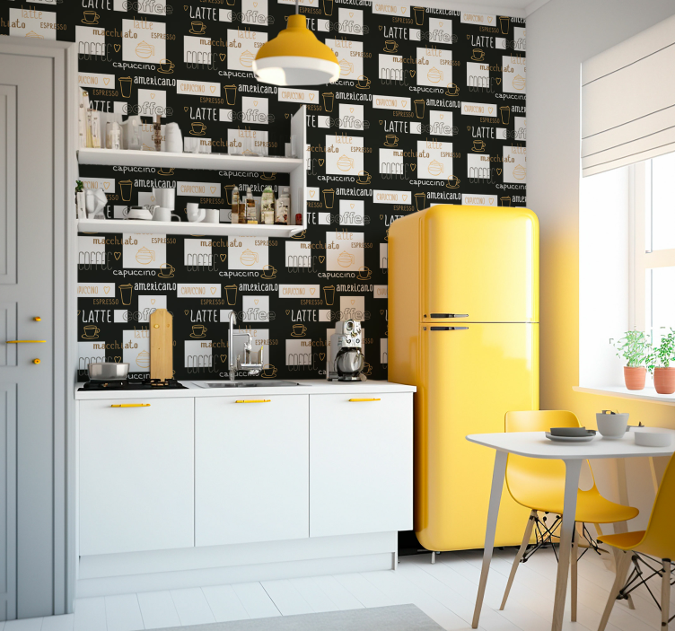 Tapete Küche dekorative Kaffeezeichnungen - TenStickers
