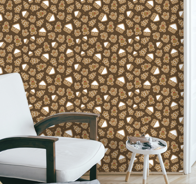 Tapete Weihnachten lebkuchenmuster - TenStickers