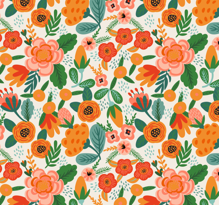 Blumentapete mit floraler illustration - TenStickers