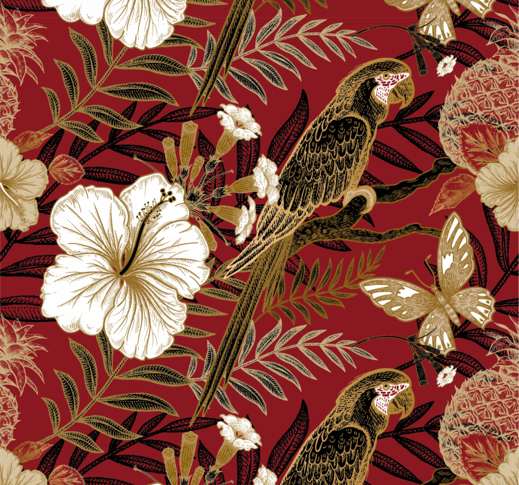 Tier Tapete Elegantes rotes blumenmuster - TenStickers