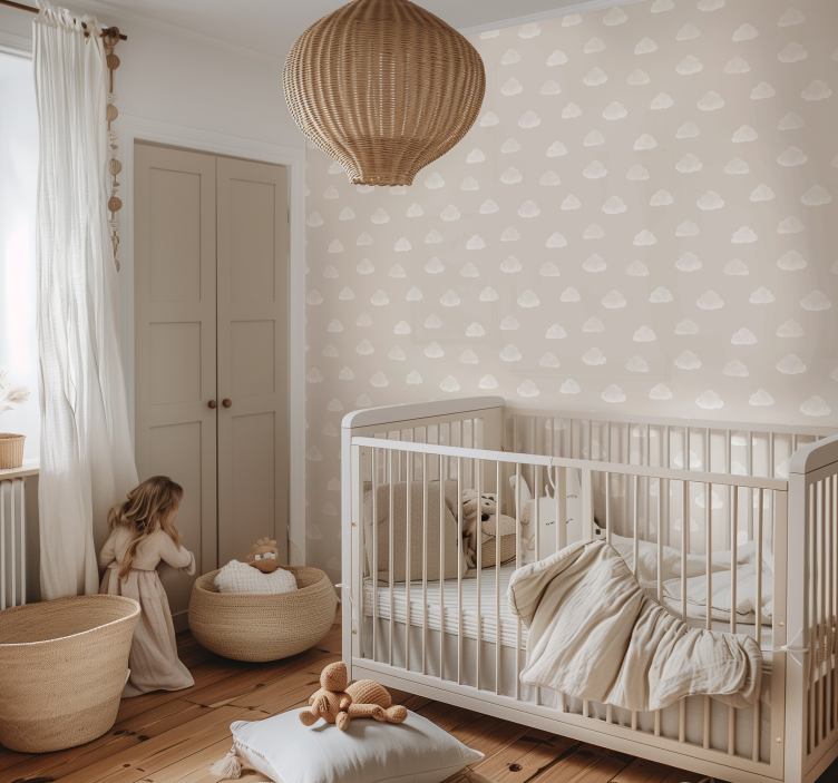 Babyzimmer Tapete beiges Wolkenmuster - TenStickers