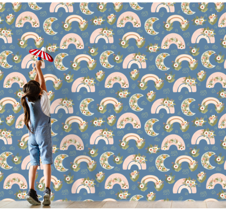 Babyzimmer Tapete florale regenbögen - TenStickers