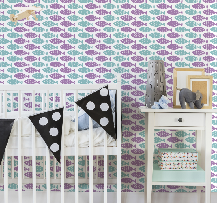 Babyzimmer Tapete geometrisches fischmotiv - TenStickers