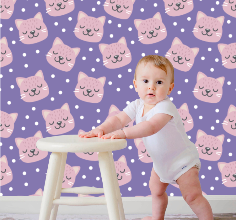 Babyzimmer Tapete gepunktetes katzenmuster - TenStickers