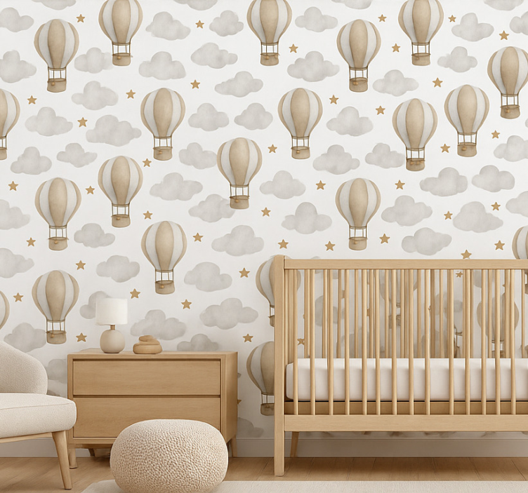 Babyzimmer tapete mit sternenballons - TenStickers