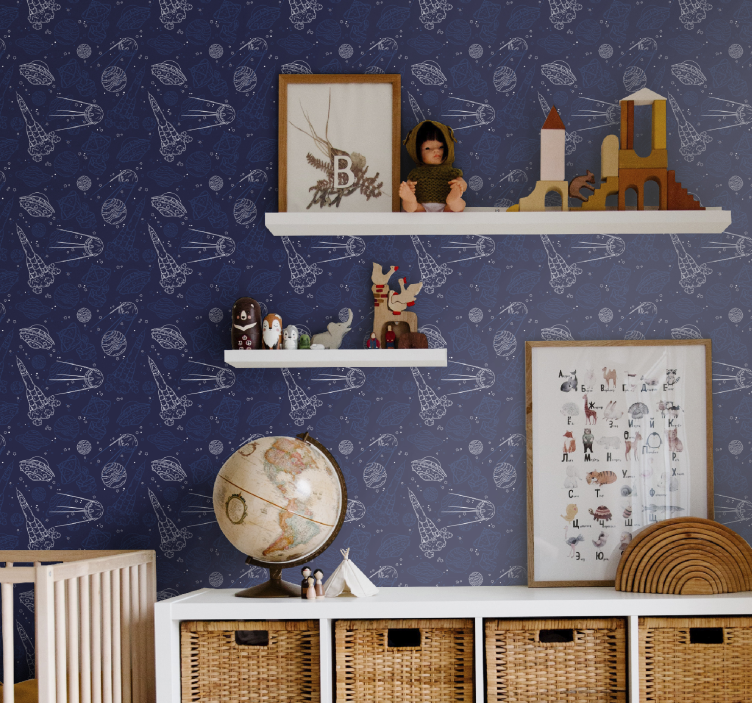 Babyzimmer Tapete rakete weltraum abenteuer - TenStickers