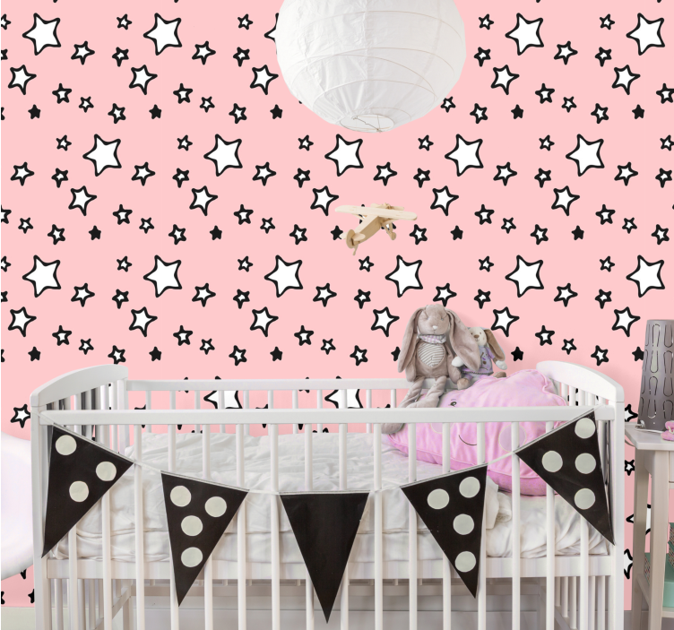 Babyzimmer Tapete rosa sterne design - TenStickers