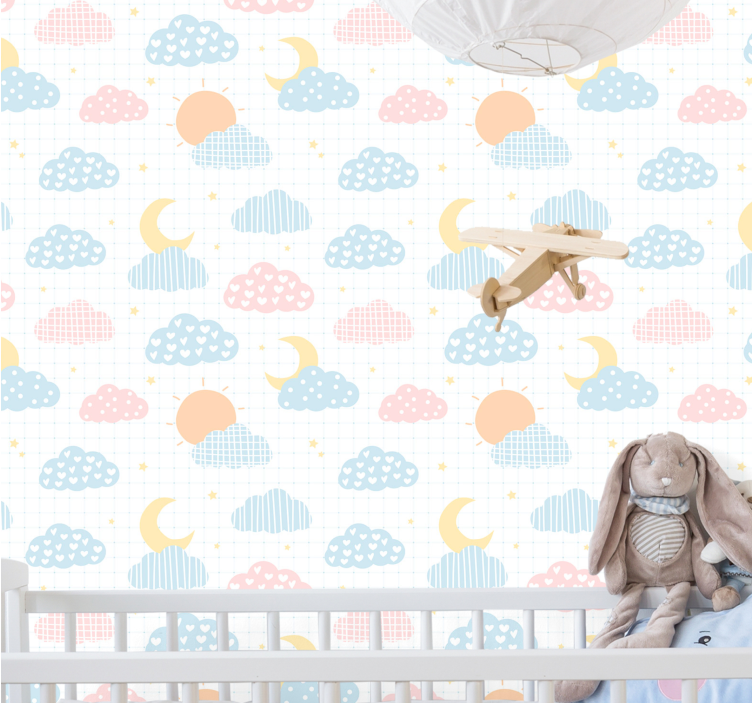 Babyzimmer Tapete thema bewölkter himmel - TenStickers