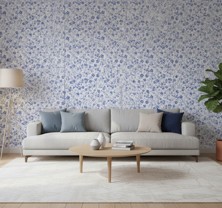 Blumentapete blaue kirschblüte (b08p3bspfj) - TenStickers