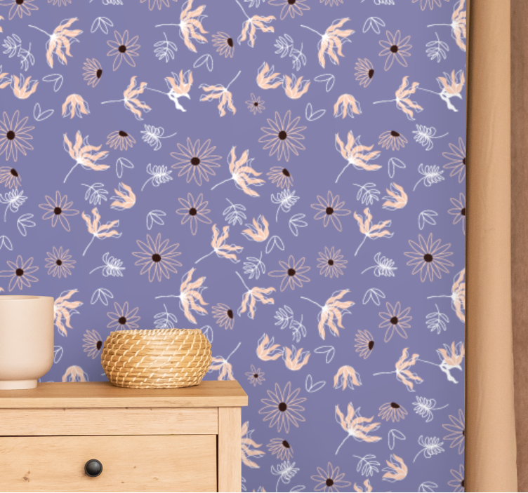 Blumentapete blumen-blattmuster - TenStickers