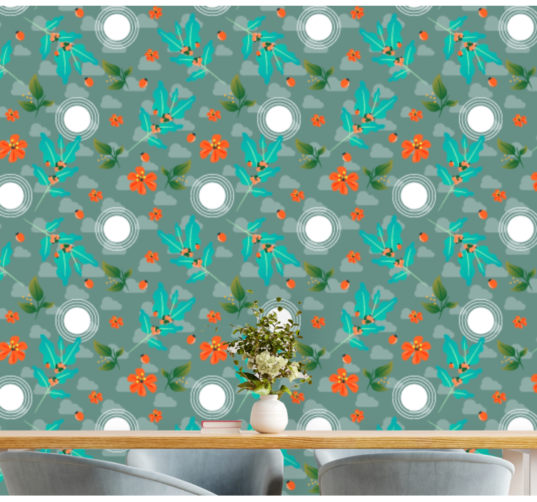 Tapete Esszimmer blumen geometrisch - TenStickers