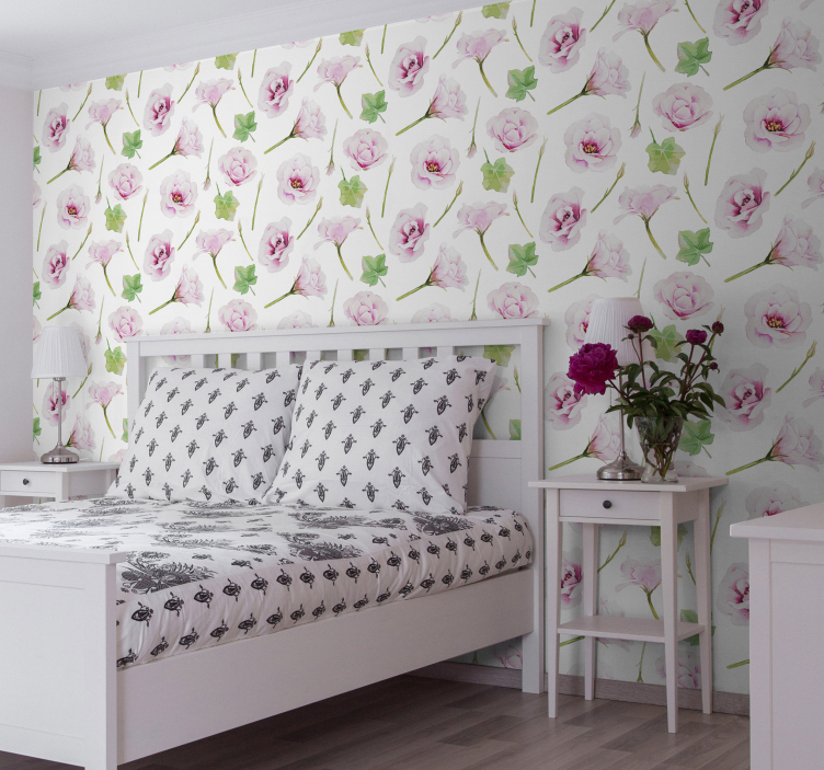 Blumentapete blumen-schlafzimmer-ambiente - TenStickers