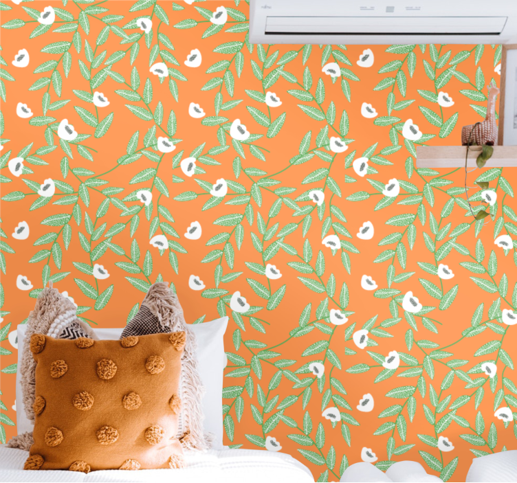 Blumentapete botanische blattzusammensetzung - TenStickers