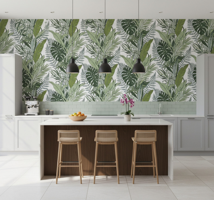 Blumentapete exotische blätter symphonie - TenStickers