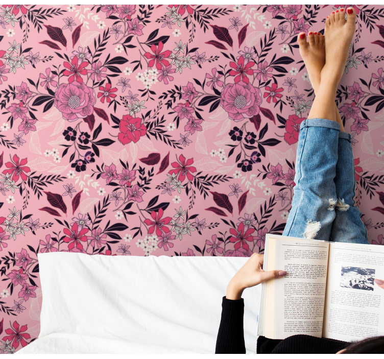 Blumentapete mit floralem blütenmotiv - TenStickers