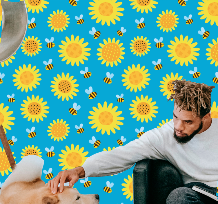 Blumentapete sonniges blumenmuster - TenStickers