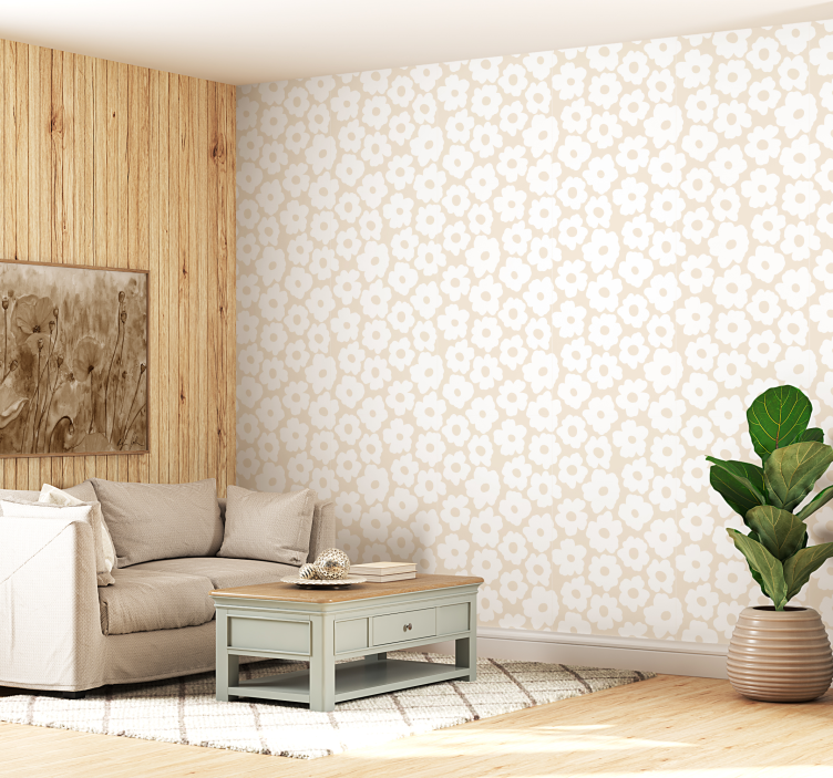 Blumentapete Natur weißer Mohn - TenStickers