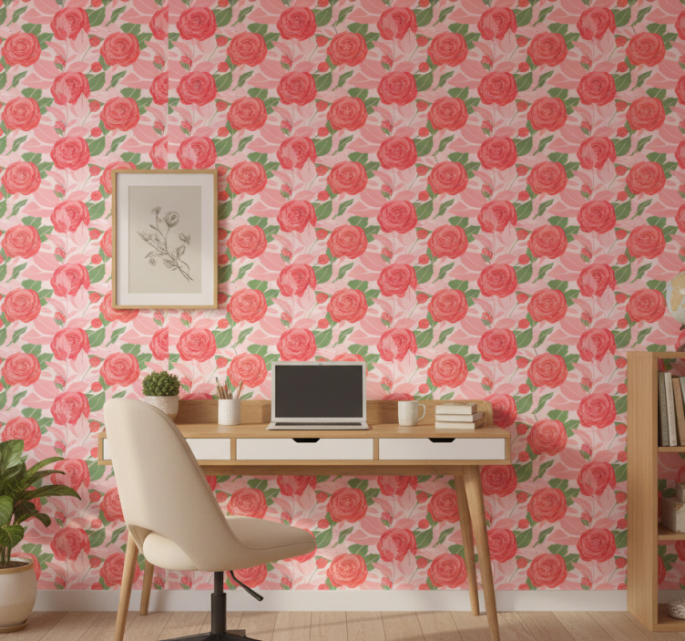 Büro tapete rosen auf rosa hintergrund - TenStickers