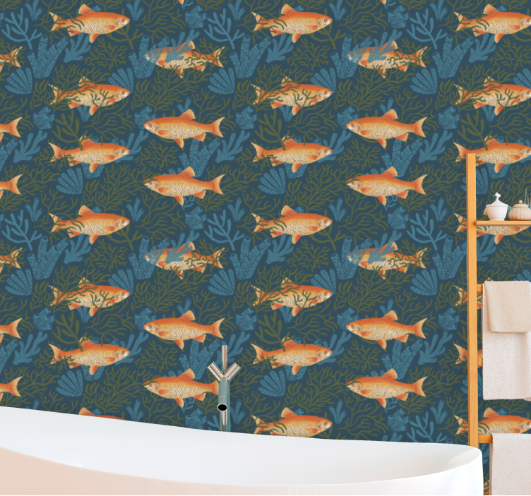 Fische Tapete realistisches blaues und oranges motiv - TenStickers