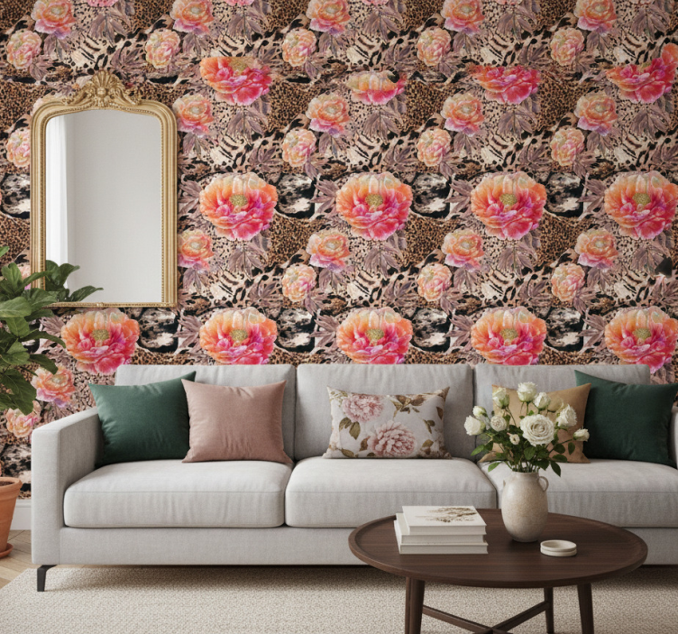 Fototapete wald mit floralem leopardenmuster - TenStickers