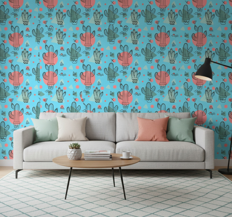 Fototapete wald mit kaktus-muster - TenStickers