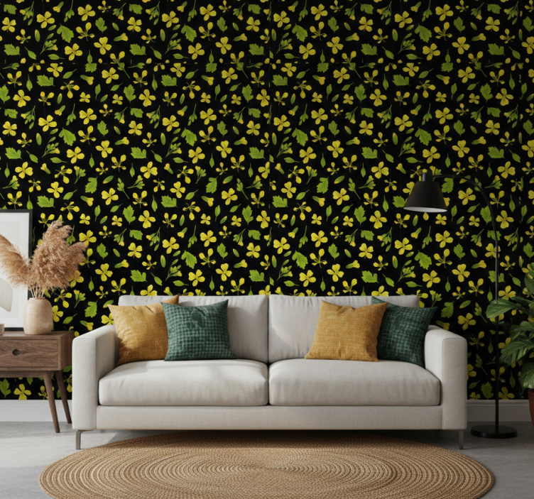Fototapete wald mit lebhaftem blumenmuster - TenStickers