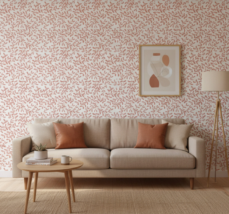 Fototapete wald mit terrakottafarbenem blattmuster - TenStickers