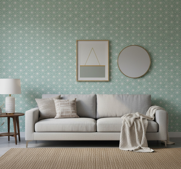 Geometrische tapete grüner sternenexplosion - TenStickers