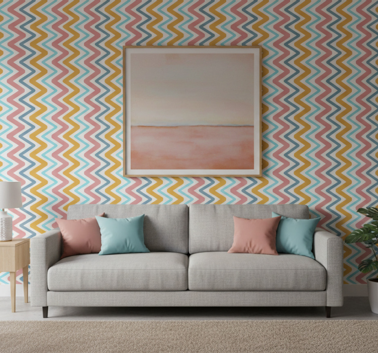Geometrische tapete lebhaftes zickzack-konzept - TenStickers