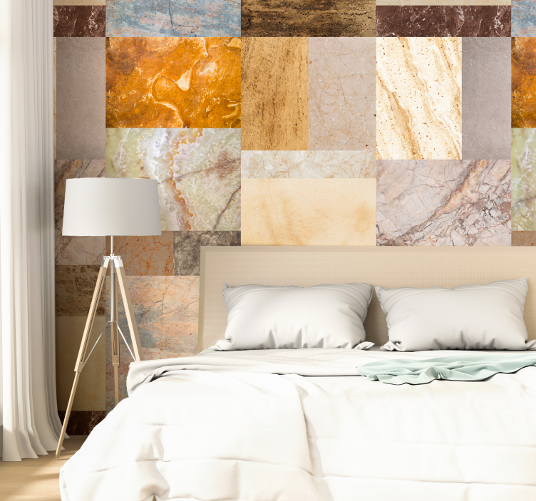 Marmor Tapete patchwork-design mit marmorstruktur - TenStickers