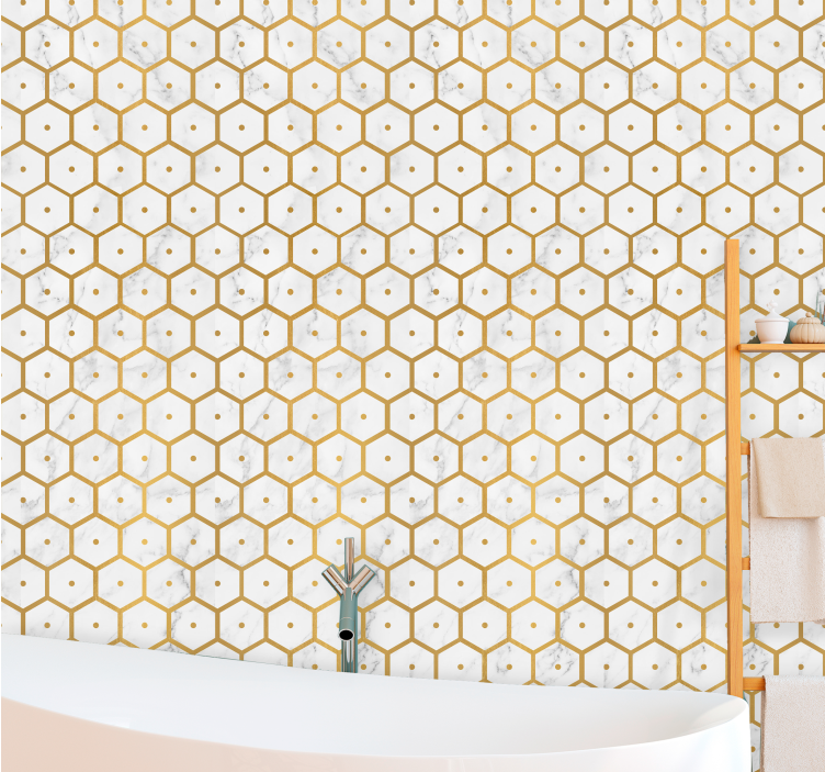 Tapete Badezimmer sechseckiges muster eleganz - TenStickers