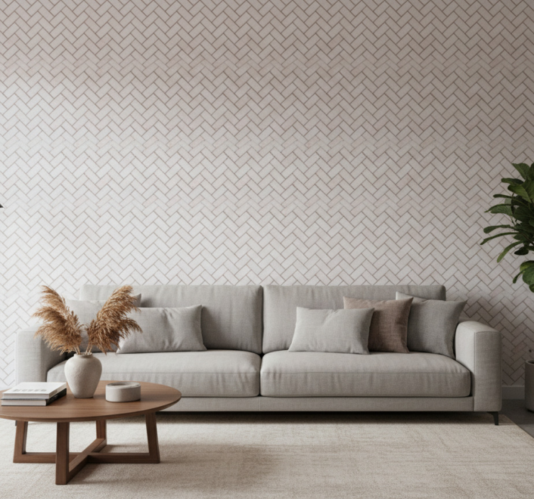 Ornament tapete fischgrät marmorfliesen - TenStickers