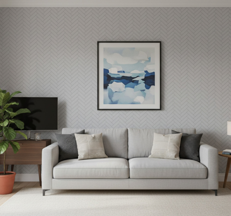 Ornament tapete fischgrätgraue fliesen - TenStickers