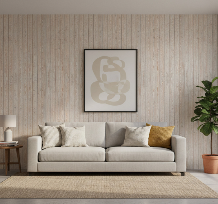 Ornament tapete in hellbraunen horizontalen planken - TenStickers