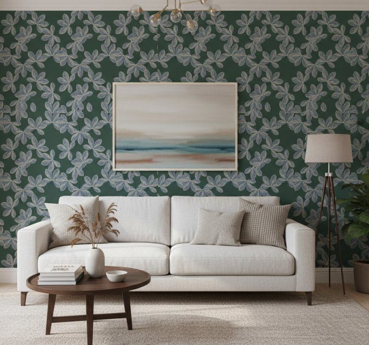 Ornament tapete mit botanischem blattelement - TenStickers