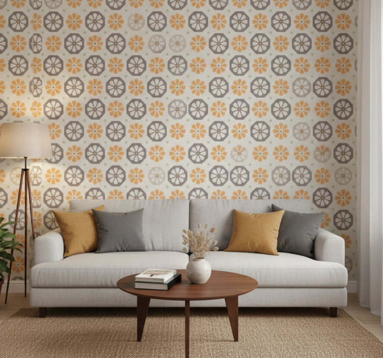 Ornament tapete mit floralen mustern - TenStickers