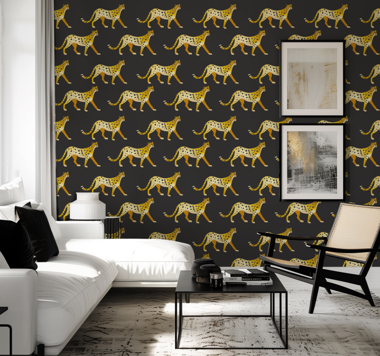 Tapete schwarz goldene panther - TenStickers