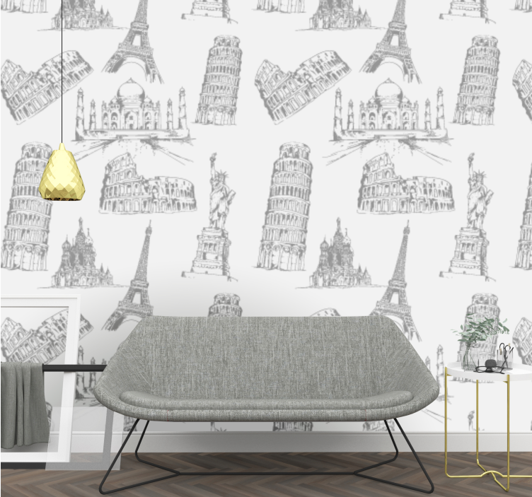 Stadt und Land Tapeten muster der berühmtesten denkmäler - TenStickers
