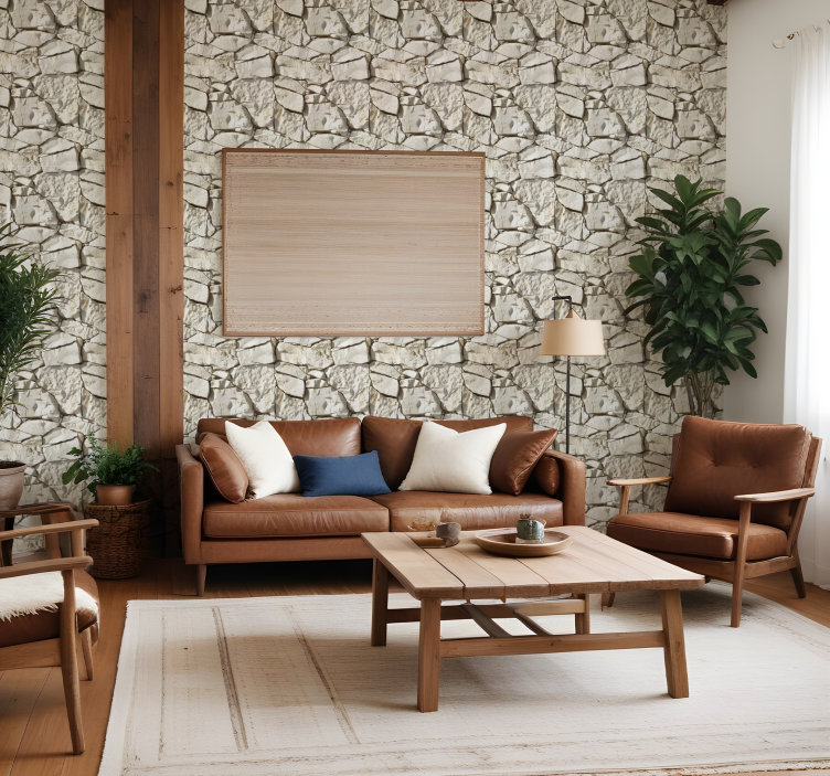 Steintapete hell in Beigetönen - TenStickers