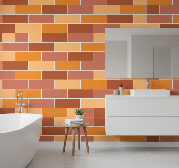 Tapete badezimmer bunte ziegeloptik - TenStickers
