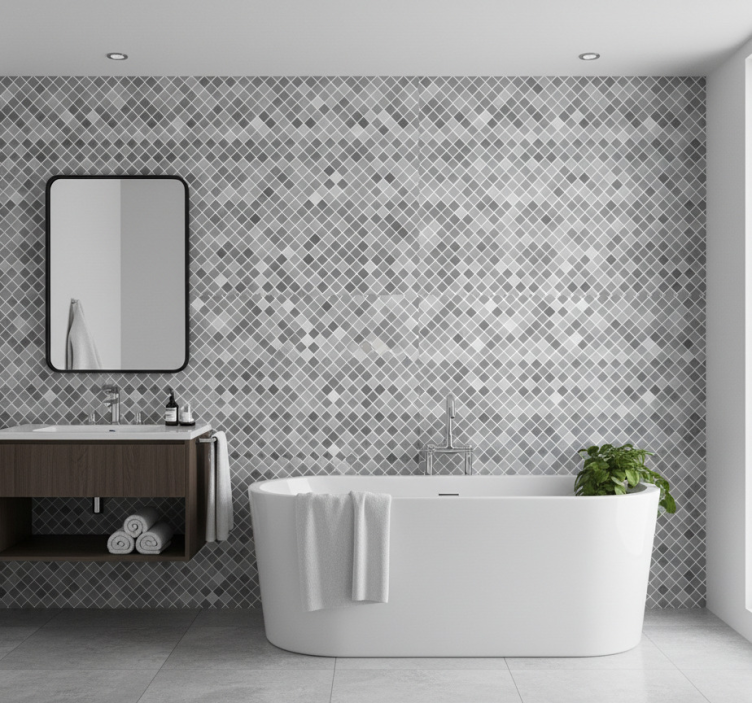 Tapete badezimmer graues mosaik - TenStickers