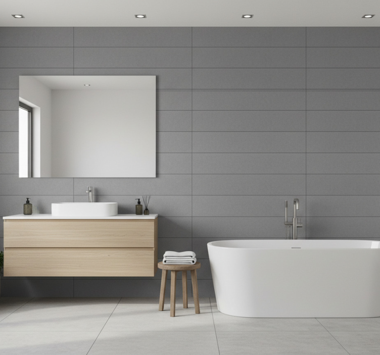Tapete badezimmer in elegantem grauen minimalismus - TenStickers