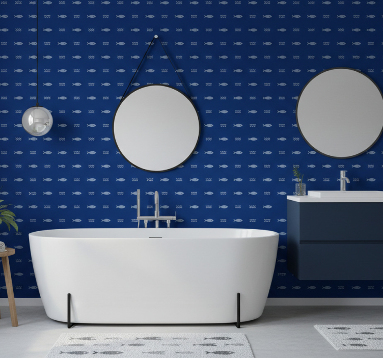 Tapete badezimmer mit fischmuster badematte - TenStickers