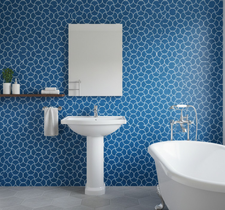 Tapete badezimmer mit geometrischem wellenmuster - TenStickers