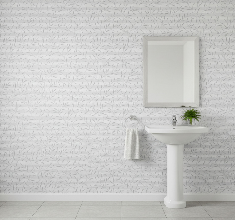 Tapete badezimmer mit weißen und grauen pflanzen - TenStickers