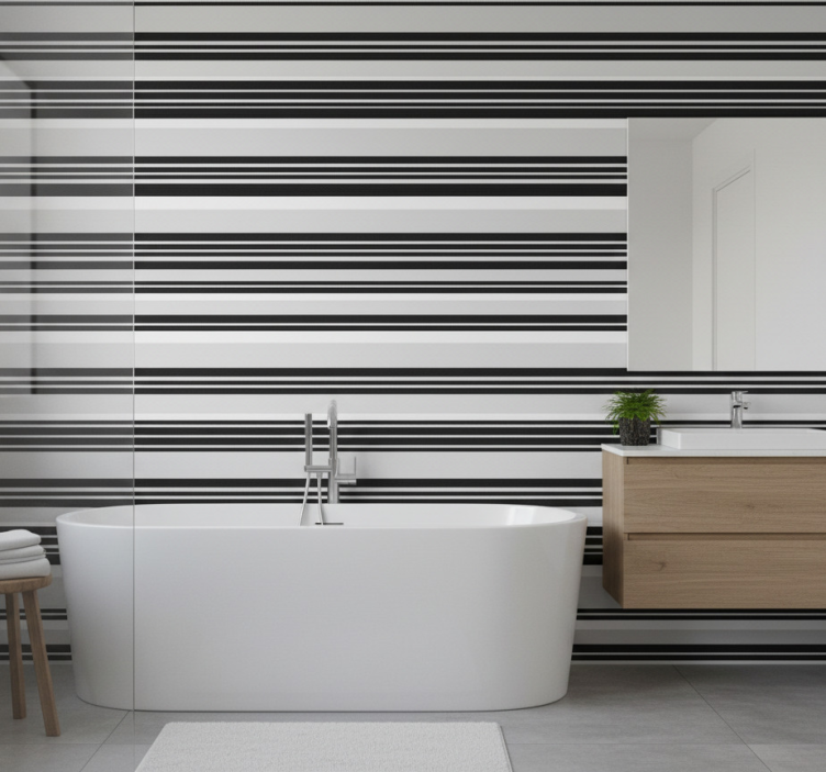 Tapete badezimmer rauten schwarz weiß - TenStickers